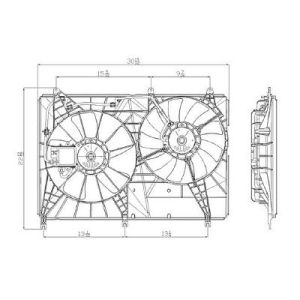 2004-2005 MITSUBISHI ENDEAVOR Radiator cooling fan assy OEM# MI3115122 PL# MI3115122